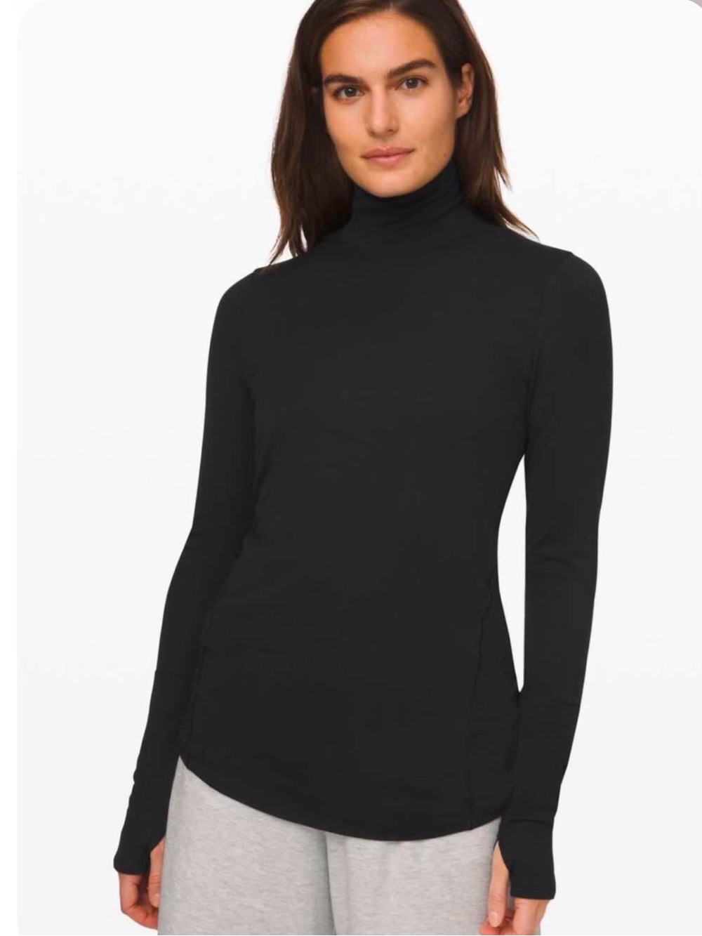lululemon Full Day Ahead Turtleneck black stretchy thumb holes